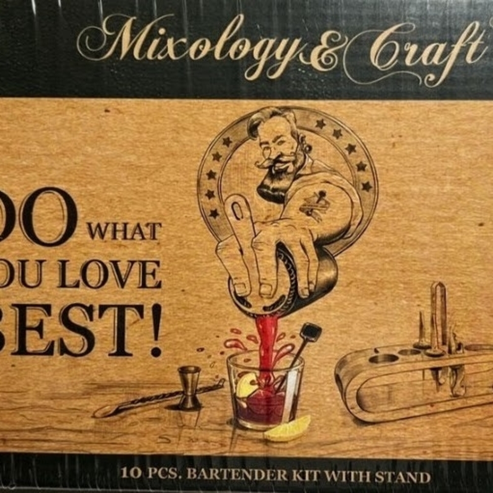 Mixology & Craft Bartender Kit with Stand - Brown